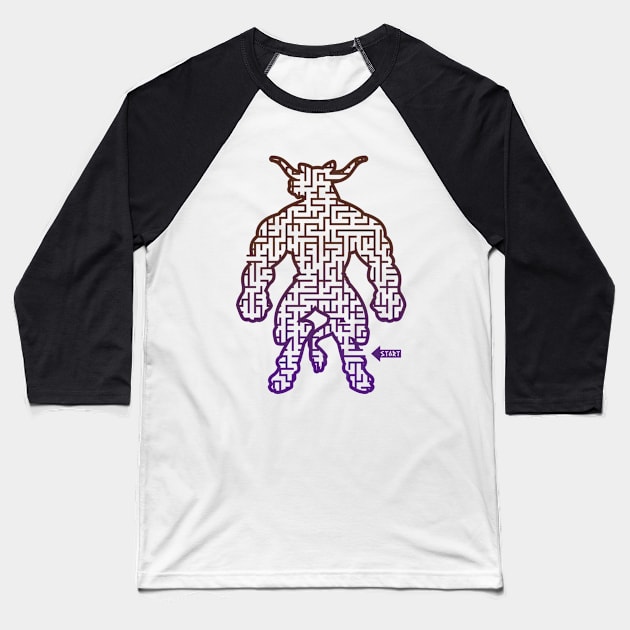 Inverterted Minotaur Baseball T-Shirt by jonah block